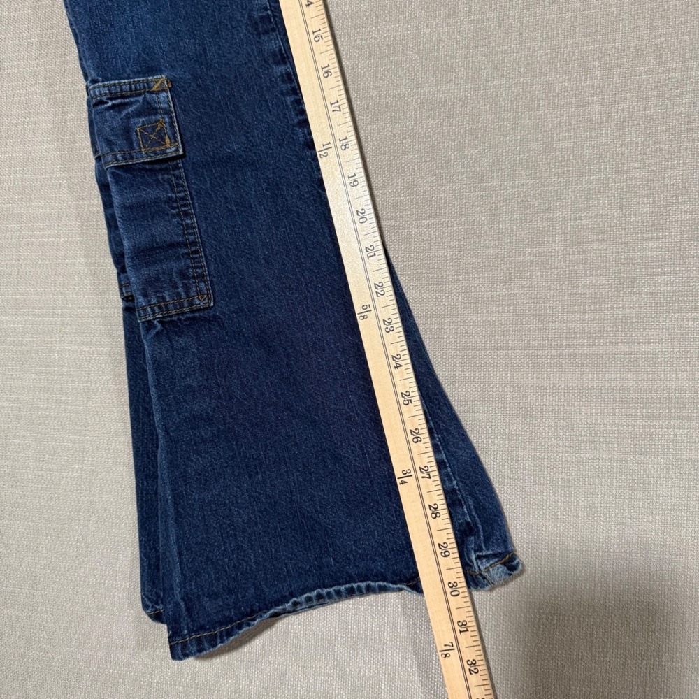 Vintage Mudd Y2k Low Rise Flare Leg Cargo Jeans Dark Wash Button Fly Size 0 - Picture 8 of 10